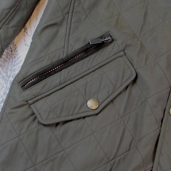 BARBOUR Green Jacket Men's  Padded Quilted Pockets Logo Polo Club size Large L - Picture 3 of 8